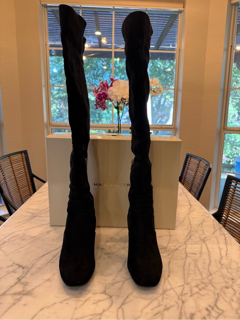 Marc Fisher Tall Black Suede Over-the-Knee Boots